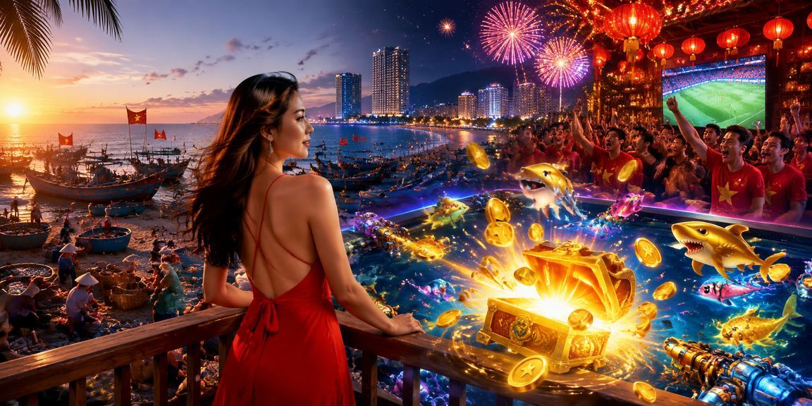 Giao diện cược casino và thể thao trên nền biển Mũi Né